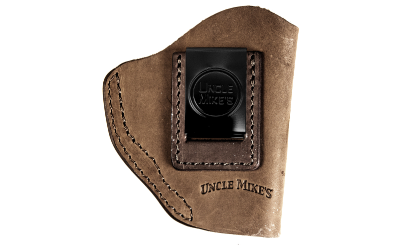 Uncle Mike's Uncle Mikes Inside Waistband Leather Holster, Size 2 , Fits Most Small Frame Revolvers (Ruger LCR/S&W J Frames/Taurus 85/856), Leather, Metal Clip, Ambidextrous, Brown UM-IWB-2-BRW-A