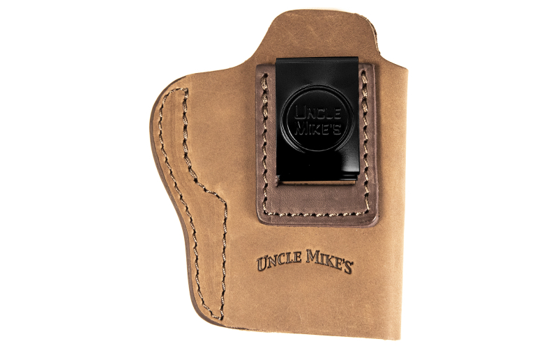 Uncle Mike's Uncle Mikes Inside Waistband Leather Holster, Size 4, Fits Most Large Frame Autos (CZ 75/ Glock 17/19/22/27/27/30/Sig P226/Springfield XD 9/S&W M&P 9), Leather, Metal Clip, Ambidextrous, Brown UM-IWB-4-BRW-A