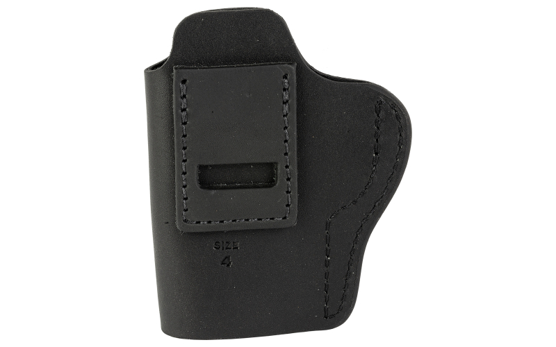Uncle Mike's Uncle Mikes Inside Waistband Leather Holster, Size 4, Fits Most Large Frame Autos (CZ 75/ Glock 17/19/22/27/27/30/Sig P226/Springfield XD 9/S&W M&P 9), Leather, Metal Clip, Ambidextrous, Black UM-IWB-4-MBL-A