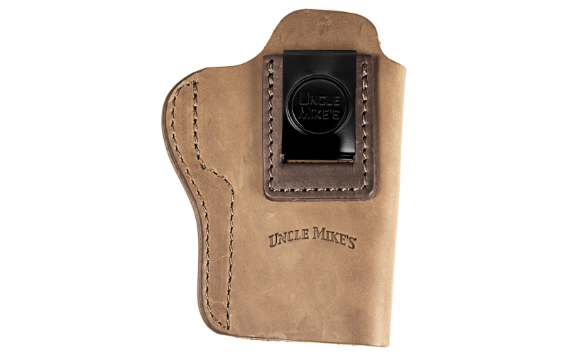 Uncle Mike's Uncle Mikes Inside Waistband Leather Holster, Size 5, Fits Most Medium/Large Frame Autos (H&K 45c/P2000USPc/VP9sk/Sig P320c/Springfield XDMc), Leather, Metal Clip, Ambidextrous, Brown UM-IWB-5-BRW-A