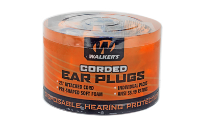 Walker's Corded Ear Plug, Foam, Orange, Tub Contains 50 (2) Plug Pairs GWP-CORDPLGBKT