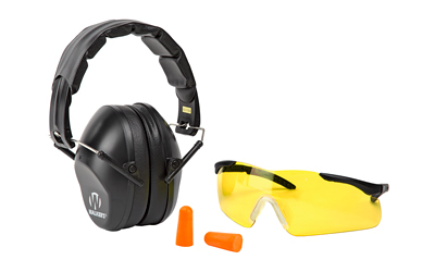 Walker's Passive, Combo Kit, Folding Earmuff, Black, 1 Pair of Foam Ear Plugs, 1 Pair of Sport Glasses Included GWP-FPM1GFP