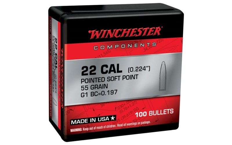 Winchester Ammunition 22 caliber (0.224'') 55gr pointed soft point 100/box
